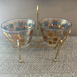 RARE MCM Culver Carnival Barware Glass Appetizer Garnish Set with Caddy